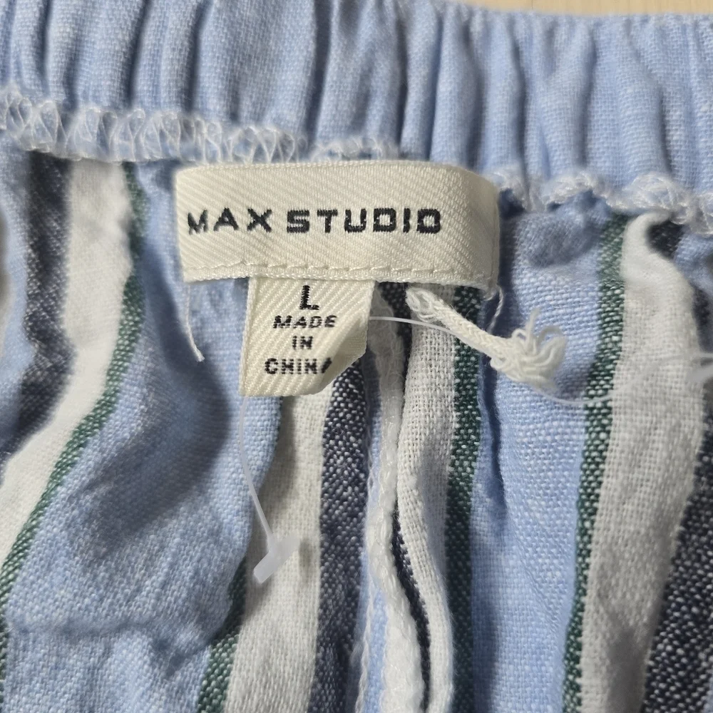Max Studio Linen Blend Button Front Skirt Size Large